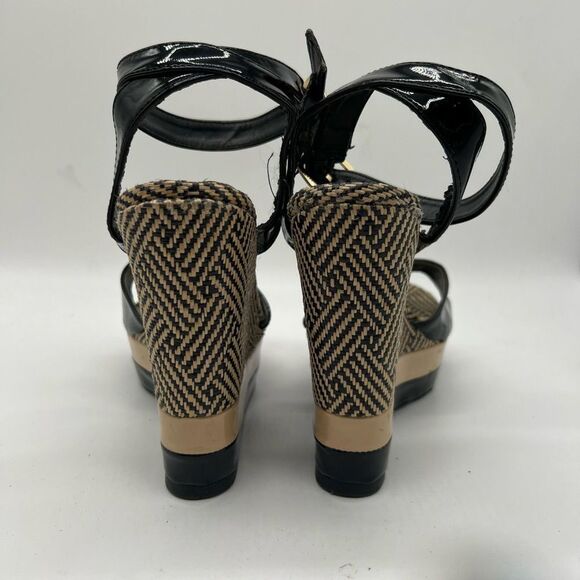 Bamboo Raffia Look Wedge Platform Sandals - Picture 7 of 11
